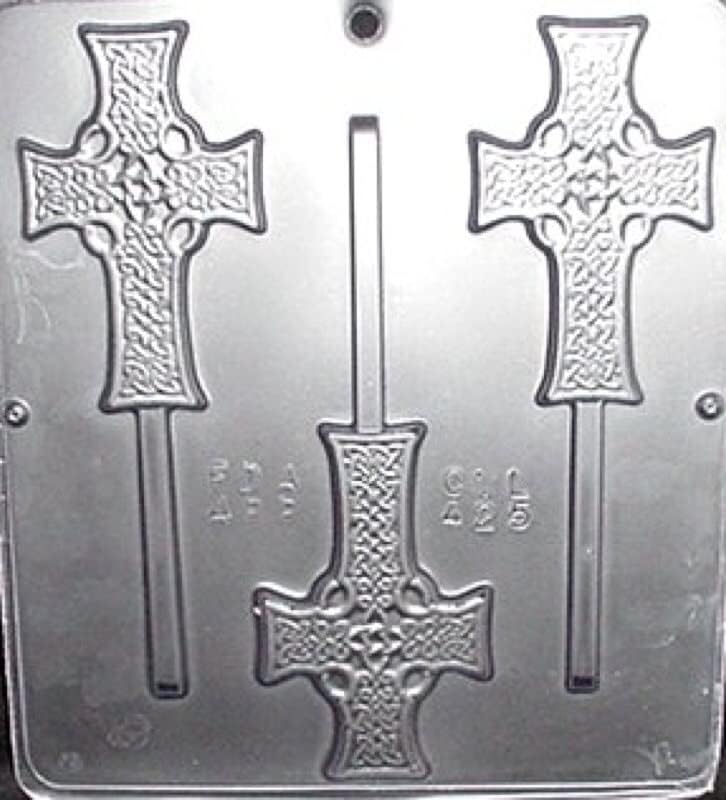 Molde plástico de caramelo de chocolate con piruleta Cruz celta religioso 425