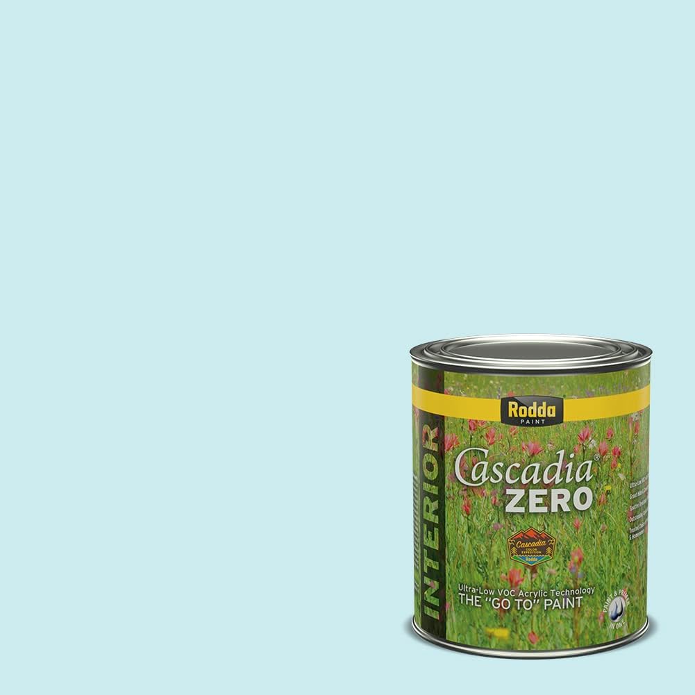 Rodda Paint CASCADIA ZERO – Pintura satinada e imprimación para interiores en uno, cuarto de galón, azul huevo