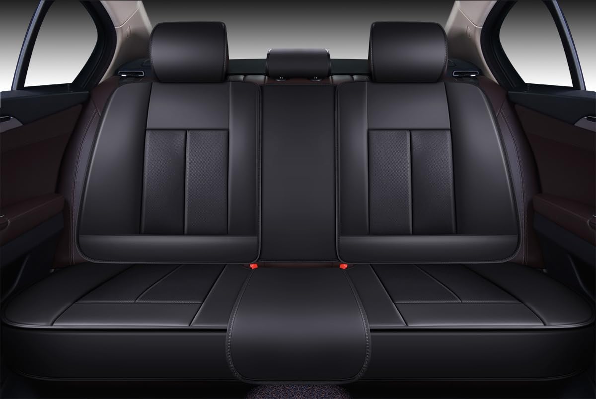 OASIS AUTO – Fundas de piel sintética para asiento de automóvil, ajuste universal para auto de 5 pasajeros y SUV, set de accesorios para interiores