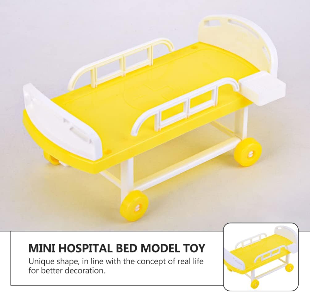 Zerodeko Decoración del hogar, 1 juego para niños, equipo de juego de simulación, cama de hospital en miniatura y botella de infusión modelo, juego
