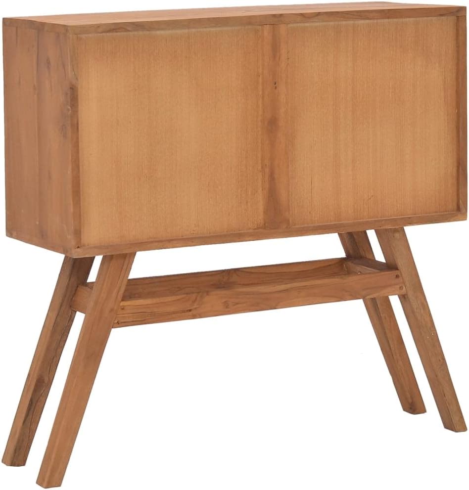 Mesa consola de teca maciza con acabado natural, mesa auxiliar delgada y estrecha ideal para sala de estar, pasillo o mesita de noche, sala de