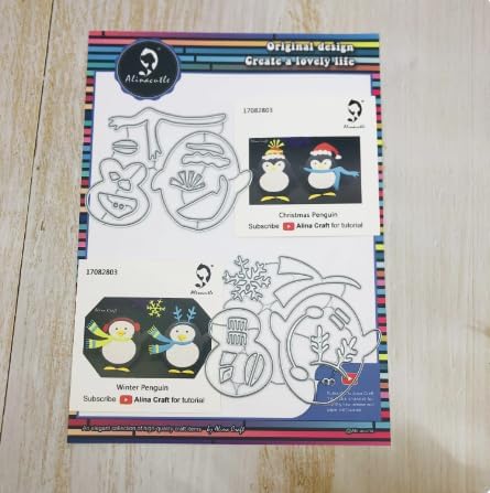 Alinacutle 2 piezas de bufanda de Navidad de invierno, diseño de pingüinos, troquelado de metal, para hacer tarjetas hechas a mano, álbum de