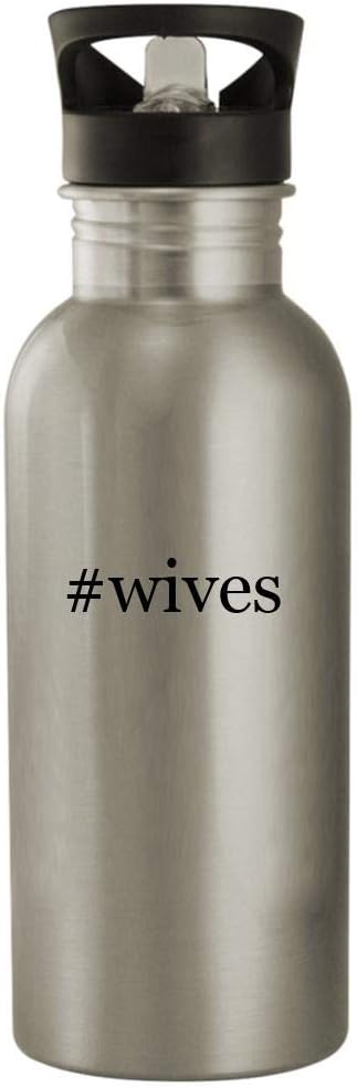Knick Knack Gifts #wives – 20oz Stainless Steel Hashtag Outdoor Water Bottle, Silver
