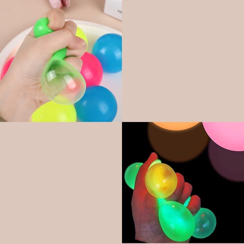 12 bolas brillantes adhesivas para pared, bolas de alivio del estrés, bolas de techo adhesivas que brillan en la oscuridad, juguete de descompresión