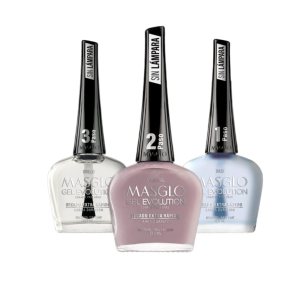 MASGLO GEL EVOLUTION – Esmalte de uñas efecto gel sin lámpara LED, duración hasta 12 días, 3 unidades, base, esmalte virgen, brillo – Efecto Gel sin MASGLO GEL EVOLUTION – Esmalte de uñas efecto gel sin lámpara LED, duración hasta 12 días, 3 unidades, base, esmalte virgen, brillo – Efecto Gel sin