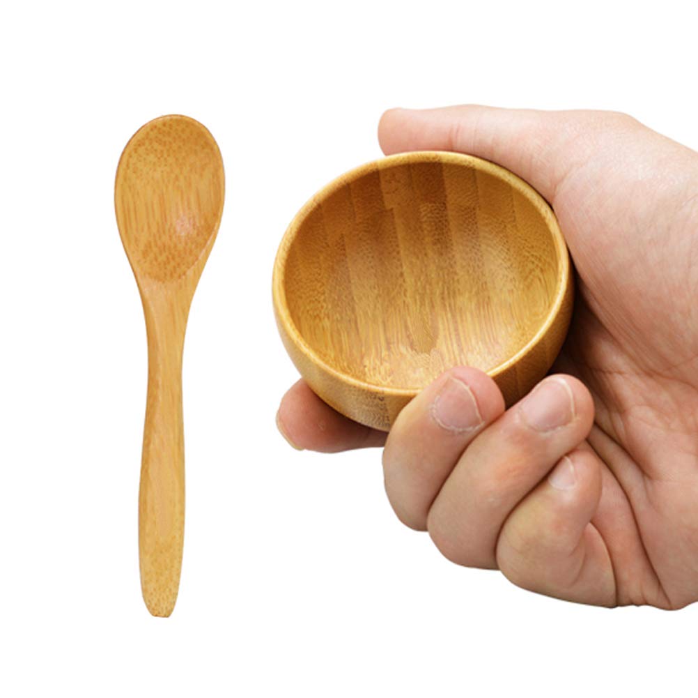 Cuenco de mezcla de bambú ecológico – Lindo pequeño tazón de mezcla para cuidado de la piel facial DIY casero mini juegos de herramientas cosméticas
