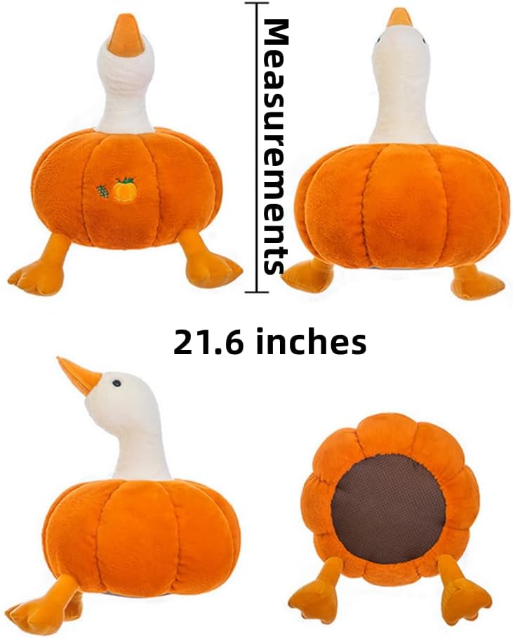 Juguete de peluche de pato de calabaza de 22 pulgadas, animal de peluche de ganso, cojín de peluche suave, perfecto para Halloween, Navidad, fiesta
