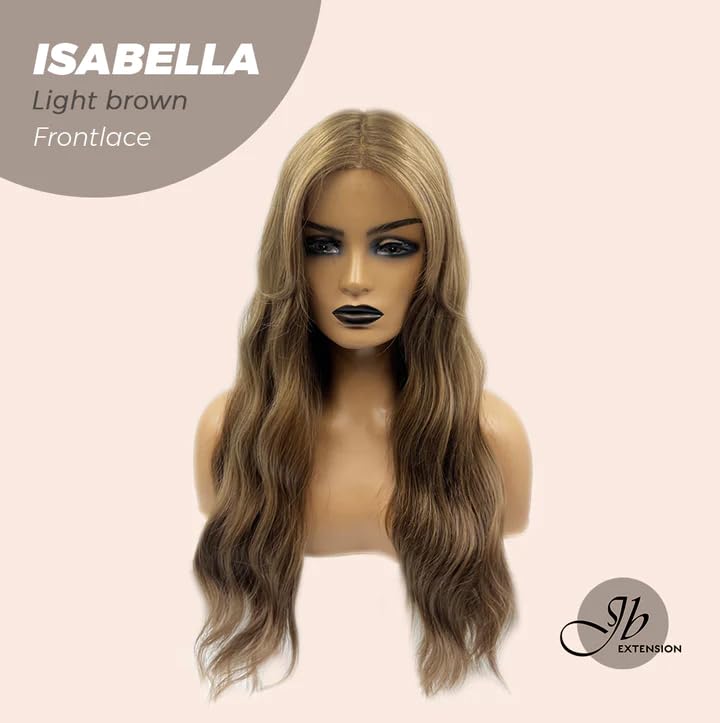ISABELLA – Peluca de encaje frontal precortada con flequillo lateral, pelucas largas y rizadas para mujer, pelucas sintéticas naturales para uso