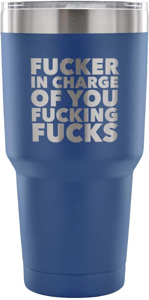 HollyWood & Twine Funny Boss Gifts Fucker in Charge – Taza de metal de doble pared aislada al vacío, taza de viaje fría y caliente, 30 onzas, libre