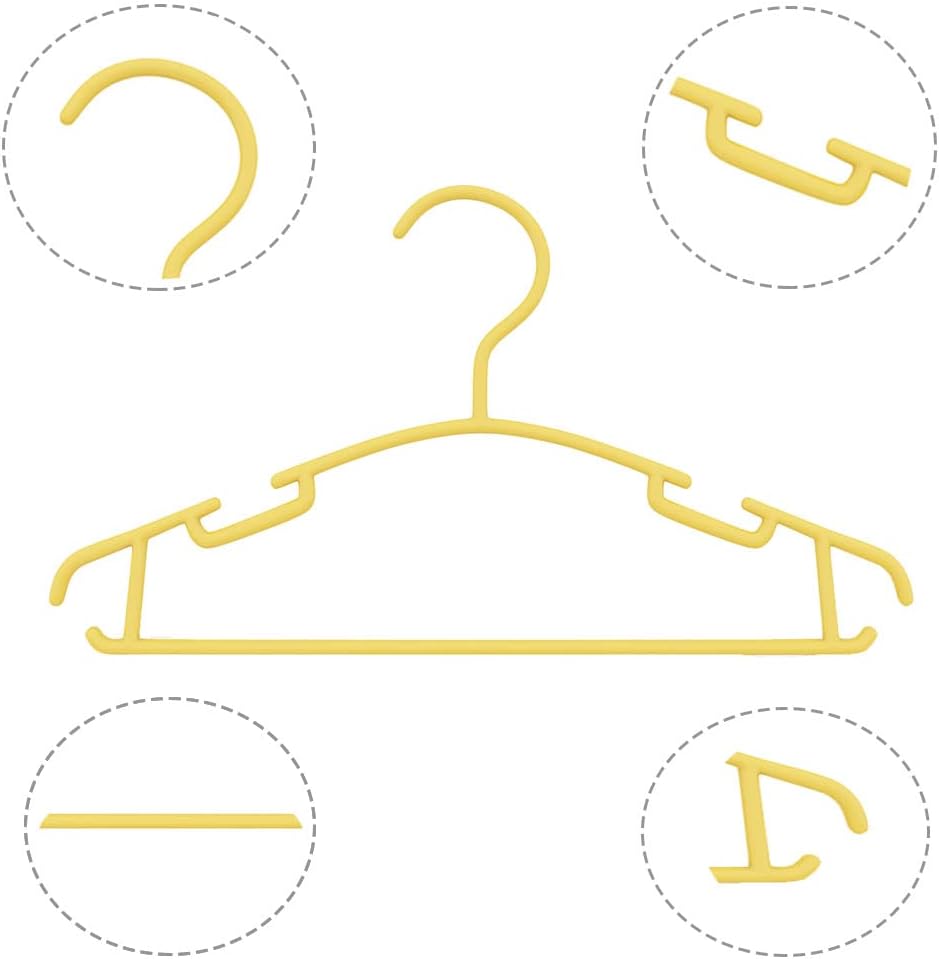 Perchas amarillas para niños, perchas de plástico para niños, perchas para guardería (amarillo, 100)