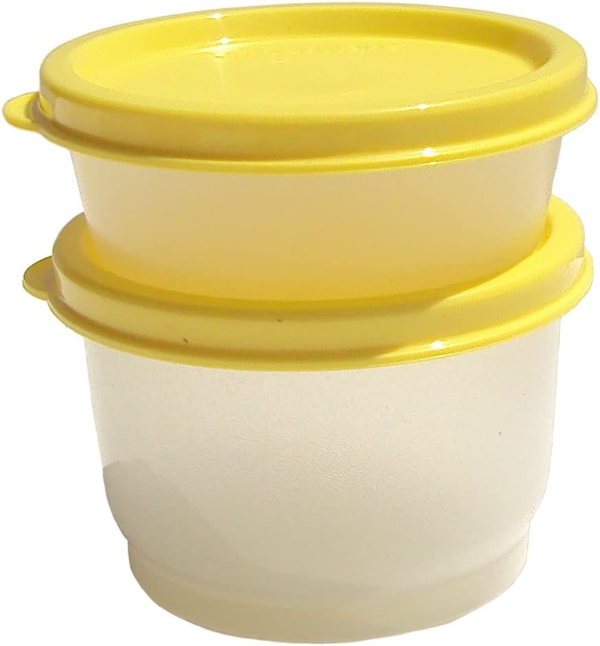 Tupperware Juego de tazas de aperitivos y taza de aperitivos de tamaño medio con sellos amarillos