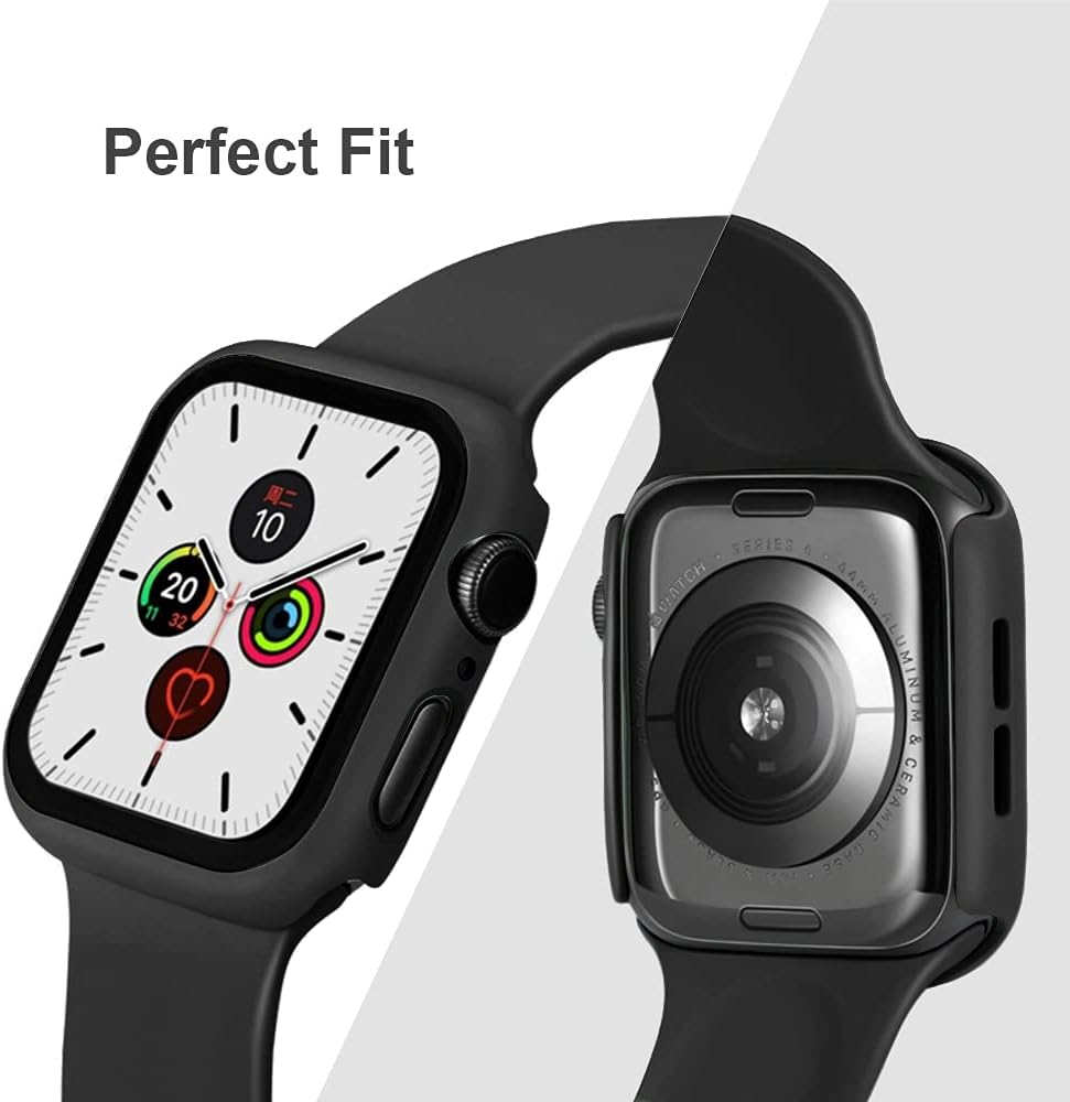 XFEN Correa de silicona deportiva y funda con protector de pantalla para Apple Watch Series 9, Series 8, Series 7, Series 6, SE, Series 5, Series 4