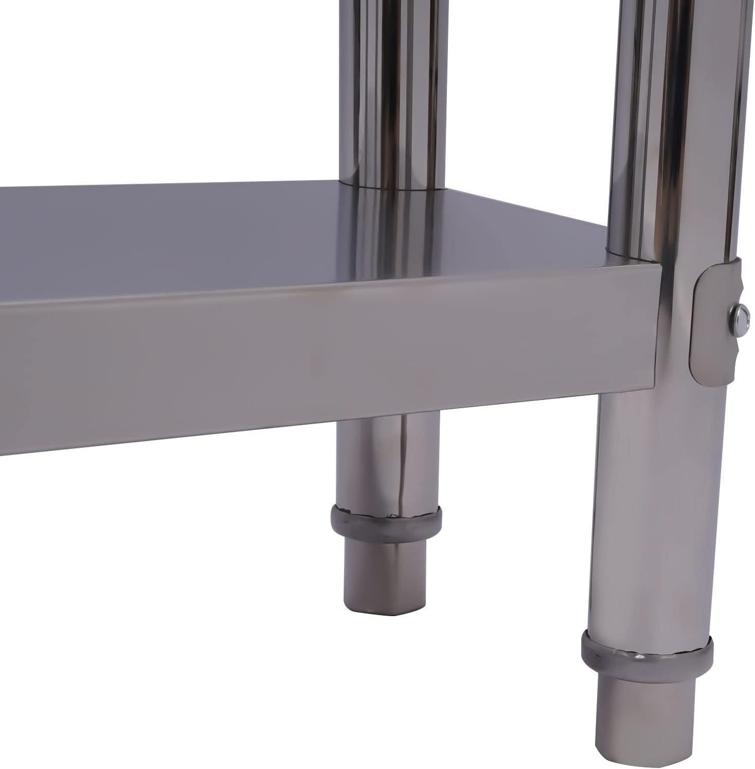 Fetcoi Mesa de trabajo de acero inoxidable, 24 x 12 x 33 pulgadas, mesa de preparación comercial resistente, mesa de trabajo de metal para