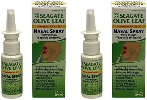 Espray nasal Seagate Products de hoja de olivo, homeopático, 1onza, 2 – unidades, 2