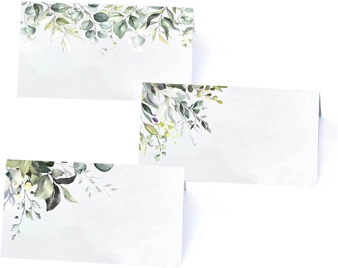 Paquete de 135 tarjetas de lugar con patrón de acuarela, tarjetas de asiento para mesa de mesa, bodas, banquetes, cenas, tarjetas de nombre (3