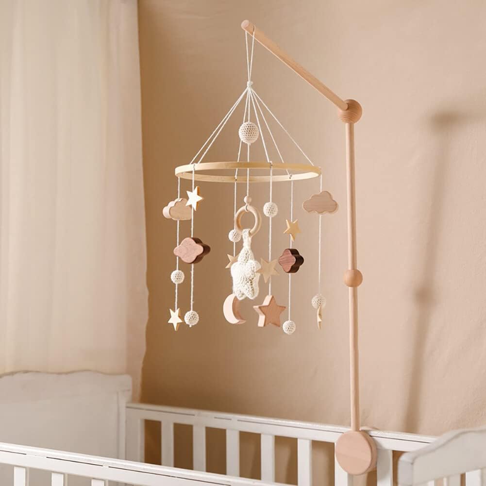 Lindo móvil de bebé para cuna, caja de música de relojería, decoración bohemia para guardería con brazo móvil para cuna de bebé, brazo móvil para