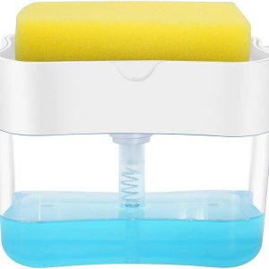 Dispensador de jabón, dispensador de jabón para platos para cocina, soporte de esponja, fregadero, dispensador de jabón para lavar platos, 13 onzas Dispensador de jabón, dispensador de jabón para platos para cocina, soporte de esponja, fregadero, dispensador de jabón para lavar platos, 13 onzas
