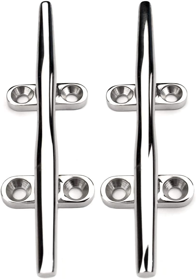 MIZUGIWA Boat Cleats 316 Stainless Steel Dock Cleats for Boat,4 Inch 5 Inch 6 Inch 8 Inch,Marine Cleats,Open Base Cleats,Rope Cleat with Fasteners
