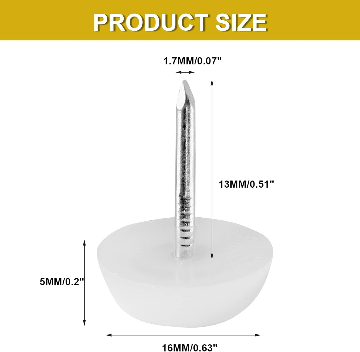 Waziaqoc 60 deslizadores de nailon para muebles, para uñas blancas en muebles, redondas, 0.630 in x 0.197 in, patas de muebles, protectores de