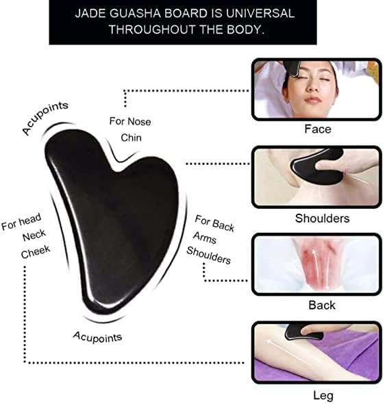 Herramienta facial Gua Sha, piedra de jade natural para terapia de acupuntura de spa, tratamiento de punto de activación, herramienta de masaje de