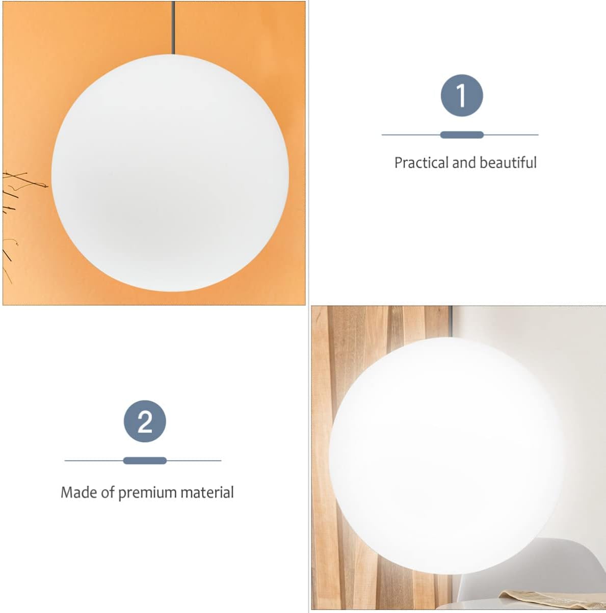 Angoily Pantalla de lámpara de globo de vidrio esmerilado, pantallas de lámpara colgante de orbe colgante, lámpara de esfera para aplique de pared,