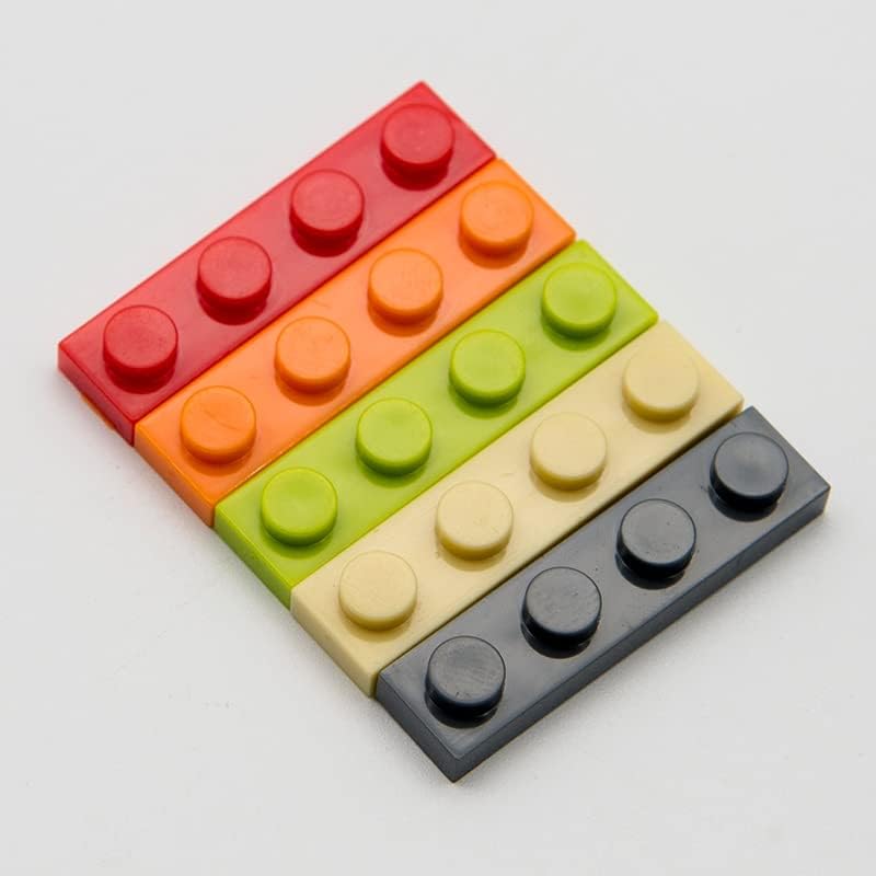 Platos grises clásicos a granel, placa gris oscuro 1×4, placas de construcción planas 100 piezas, compatibles con piezas y piezas de Lego 1×4 placas