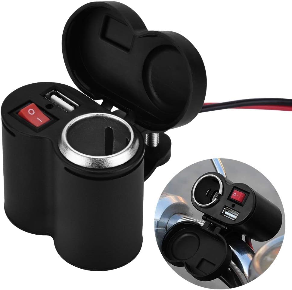 para 12 V. toma de corriente Yctze 12-24V motocicleta impermeable encendedor de cigarrillos enchufe USB toma de corriente toma de corriente