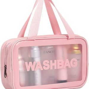 DAPOWER Neceser de viaje para mujeres y hombres, bolsa de ducha translúcida mate con asa práctica, bolsa organizadora de cosméticos de maquillaje DAPOWER Neceser de viaje para mujeres y hombres, bolsa de ducha translúcida mate con asa práctica, bolsa organizadora de cosméticos de maquillaje