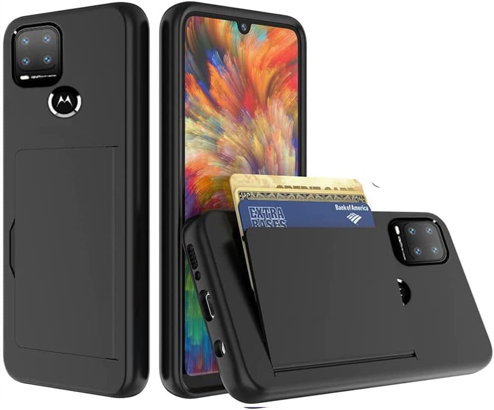 Motorola Moto One 5G Ace Funda con tarjetero, funda protectora híbrida resistente – Negro