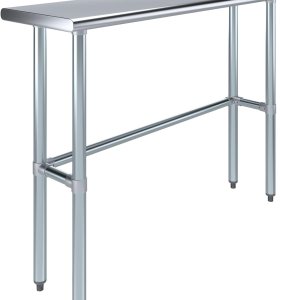 Mesa de trabajo de acero inoxidable de base abierta de 14 x 48 pulgadas  Residencial y comercial  Preparación de alimentos  Estación de trabajo Mesa de trabajo de acero inoxidable de base abierta de 14 x 48 pulgadas  Residencial y comercial  Preparación de alimentos  Estación de trabajo
