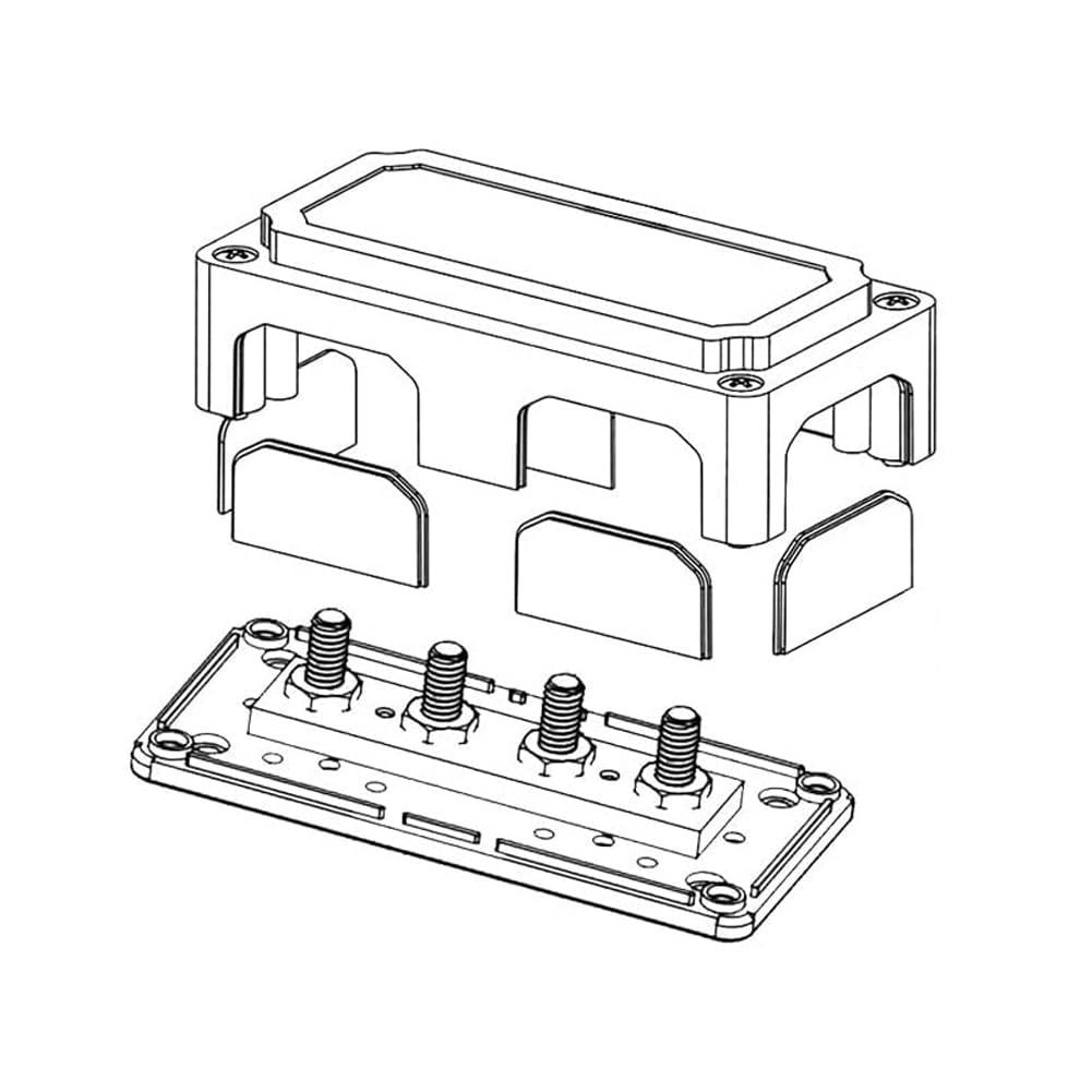 Ampper – Barra de bus de 12-48 V 300 A, 4 pernos de 516 pulgadas (M8), bloque de distribución de energía de latón impermeable, kit de terminales de