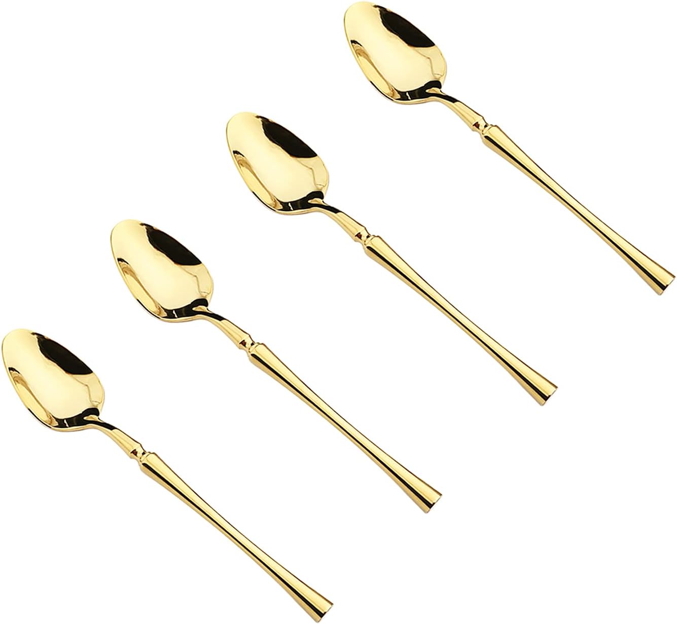 Cucharas de café doradas, 4 piezas de 6.89 pulgadas, cucharas de té de acero inoxidable con chapado en oro de titanio, cucharas de servicio pulidas