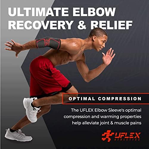 UFlex Elbow Compression Sleeve for Women & Men- Brace for Injury Recovery, Tendonitis, Tennis Elbow, Bursitis, Weightlifting, Golf, Basketball-
