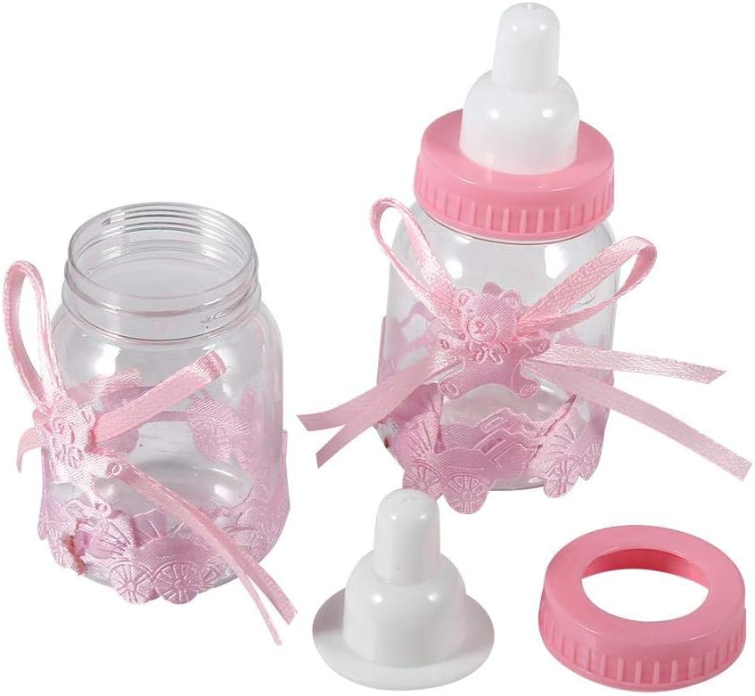 12 botellas de chocolate para baby shower, caja de botellas de chocolate para niñas y niños, regalos de fiesta de baby shower, decoraciones (rosa)