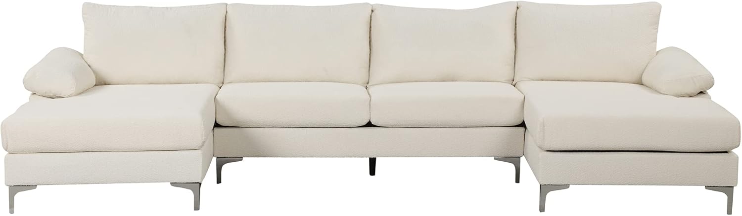 Casa Andrea Milano BOUCLÉ – Sofá modular en forma de U, sofá de lujo con diván extra ancho, sofá para sala de estar, apartamento, sala de estar,