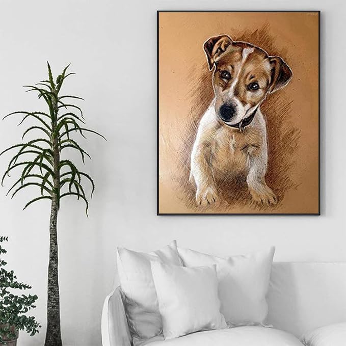 IPISSOI Kits de pintura de diamantes para adultos, niños y principiantes, kit de pintura de diamantes por números, Jack Russell Terrier, regalo para