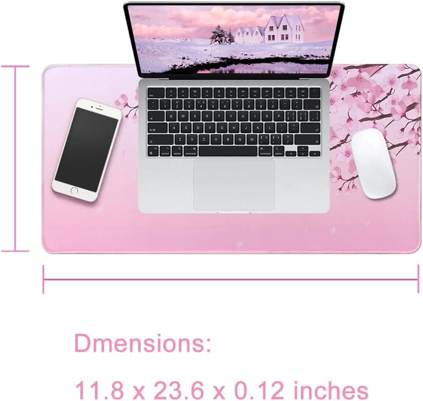 Alfombrilla grande de mouse para juegos de 11.8 x 23.6 pulgadas con borde cosido, base de goma antideslizante, lavable, resistente para computadoras