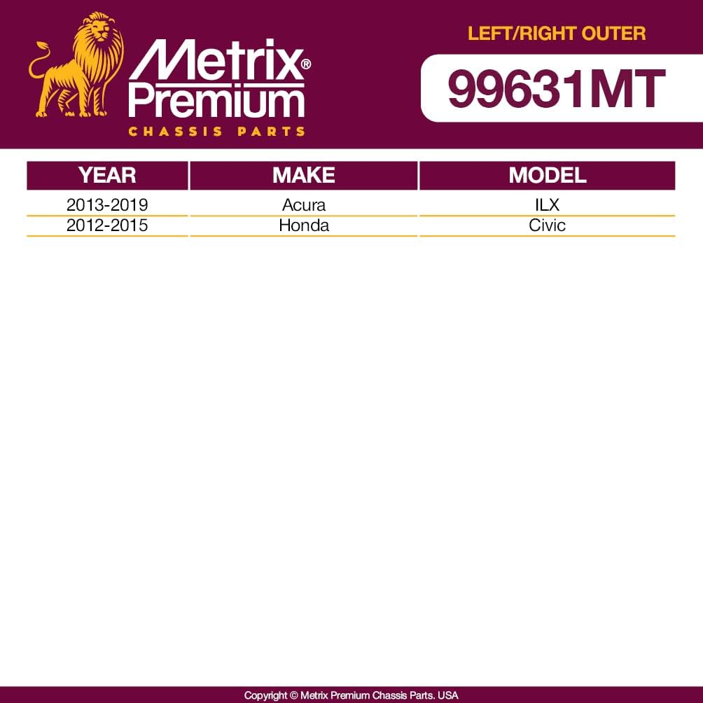 Metrix – Extremo de barra de acoplamiento exterior izquierdo y derecho prémium ES800912 y ES800913 para Acura ILX 2013-2019, Honda Civic 2012-2015