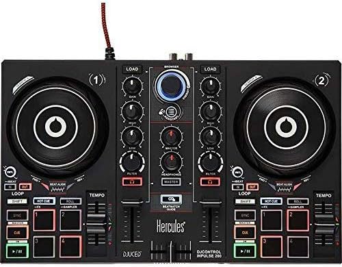 Hercules DJ Control Inpulse 200 con cable estéreo mini a RCA dual en Y (6 pies)