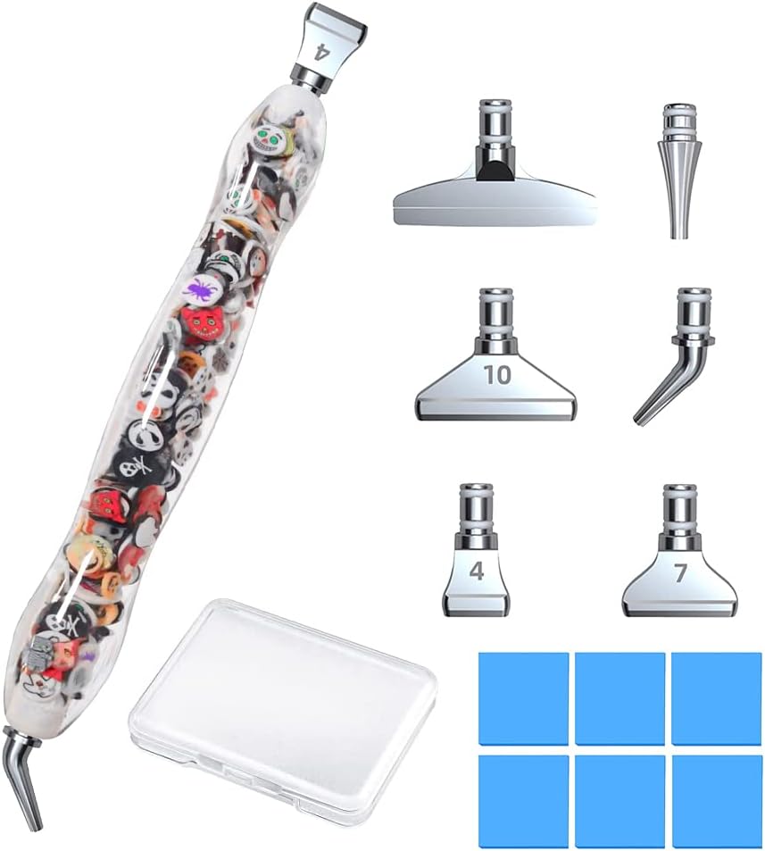 Juego de bolígrafos de punta de acero inoxidable con punta de acero inoxidable de metal plateado, pintura de diamante, kit de accesorios con