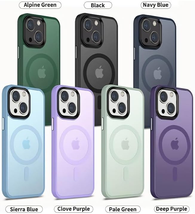 Compatible con iPhone 14 Plus y iPhone 15 Plus Funda compatible con MagSafe, protección de grado militar, teclas de aleación de aluminio mate