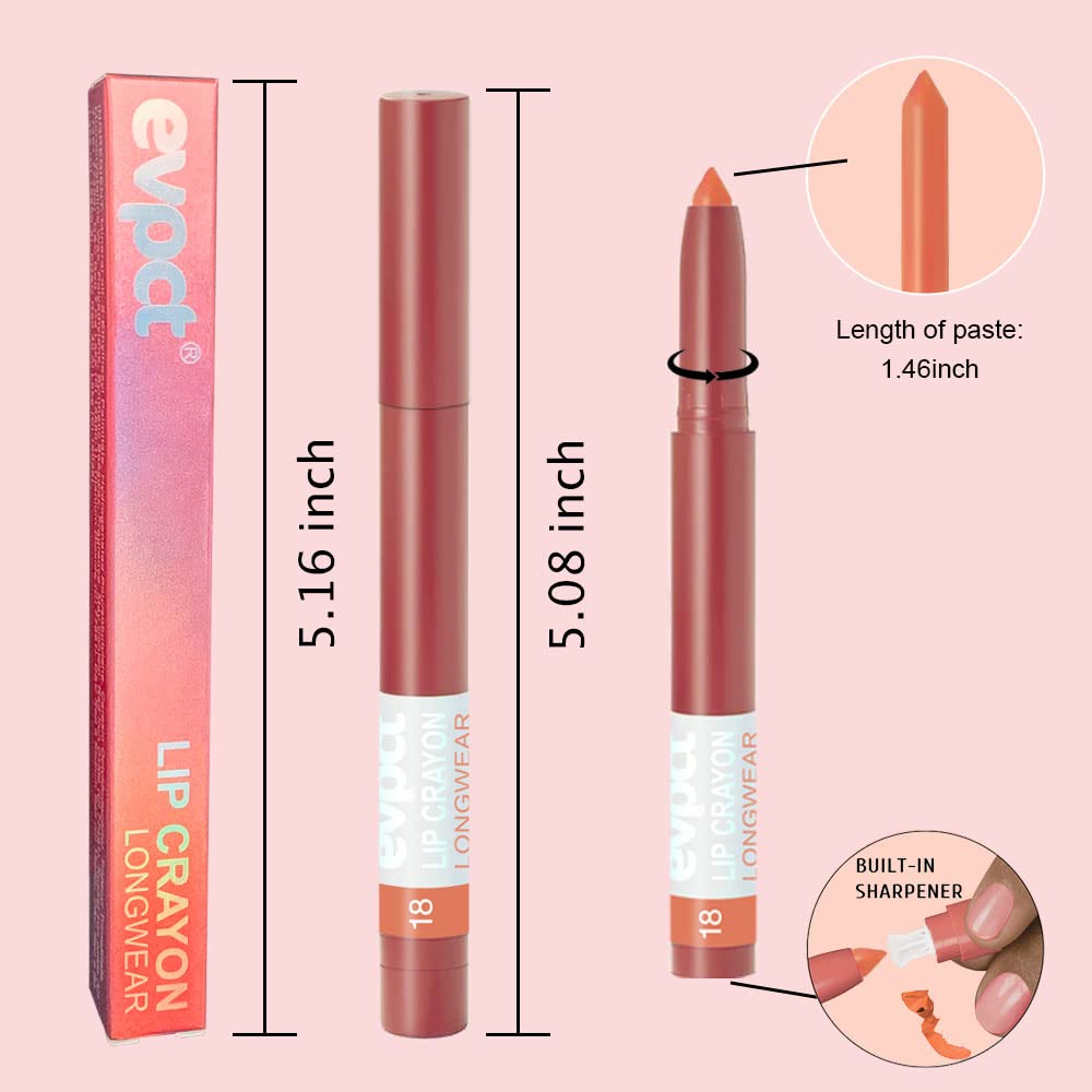 BINGBRUSH Juego de lápices labiales de 3 colores mate de larga duración, delineador de labios suave con sacapuntas incorporado, lo último para
