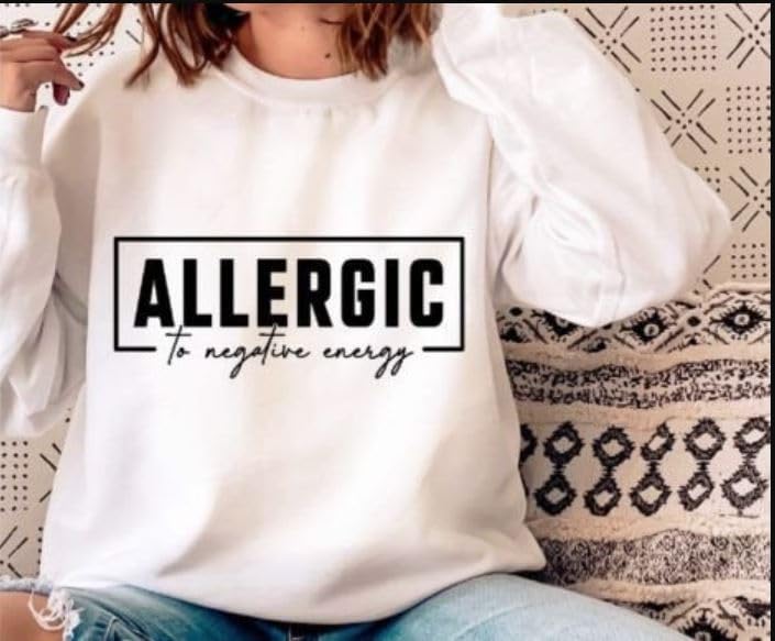 Alérgico a la energía negativa Parches Adhesivos Transferencia Apliques Letras para camisetas Ropa de tela  Citas divertidas