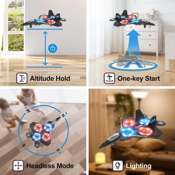 V17 Jet Fighter Stunt Rc – Aviones RC de 2.4 GHz con sensor de gravedad – Aviones de control remoto con control remoto de giro de 360 y luz para