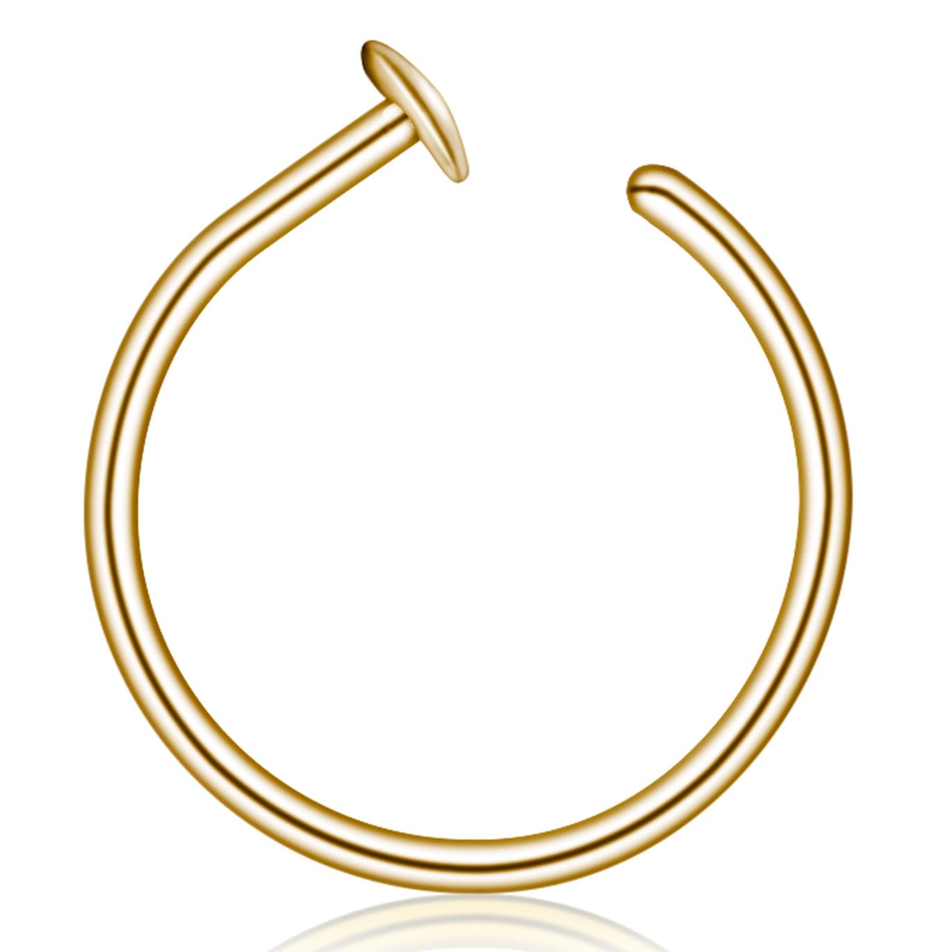 Gold Silver Small thin nose ring hoop 20G 20 22 gauge stud nostril piercing jewelry for Women, 14k Gold filled or 925 sterling silver nose hoop (14k