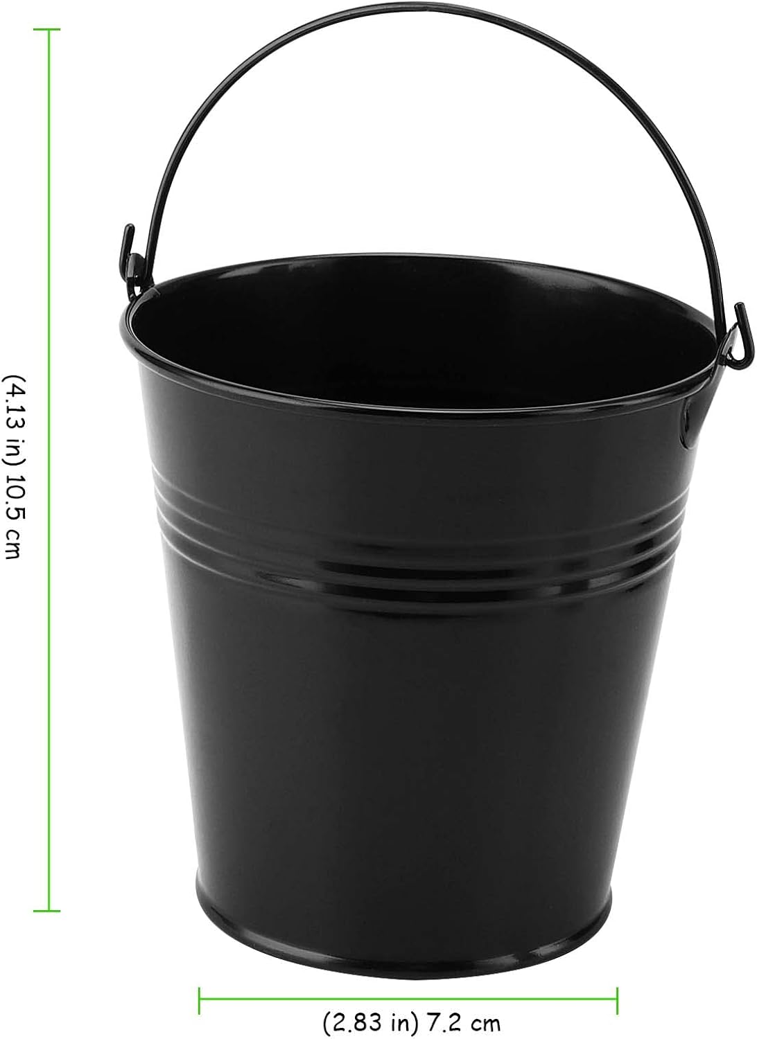 TAICHEUT Paquete de 15 cubos negros pequeños galvanizados, cubos de metal con asa, cubo pequeño para fiesta, para flores, dulces, aperitivos y