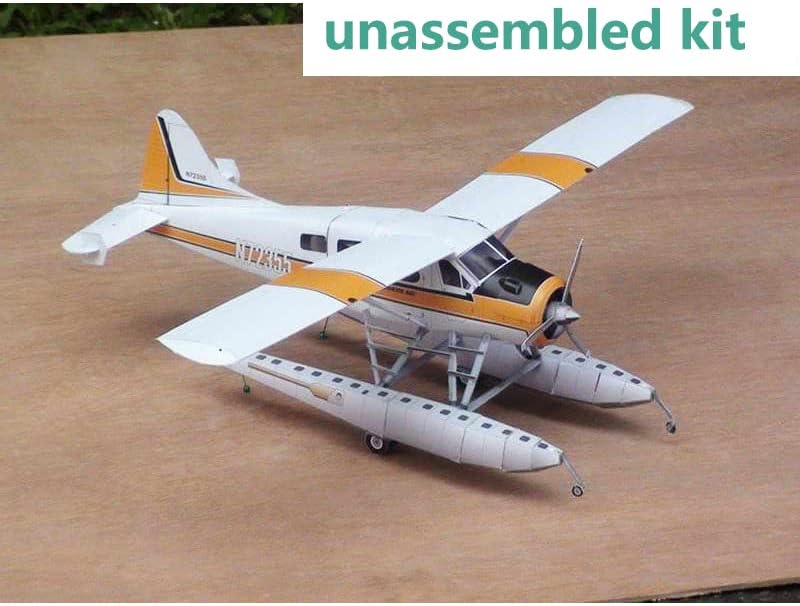 TECKEEN 132 escala CAN DHC-2 Beaver Float Seaplane Modelo 3D Modelo de papel Modelo de avión fundido a presión Modelo para colección (kit sin