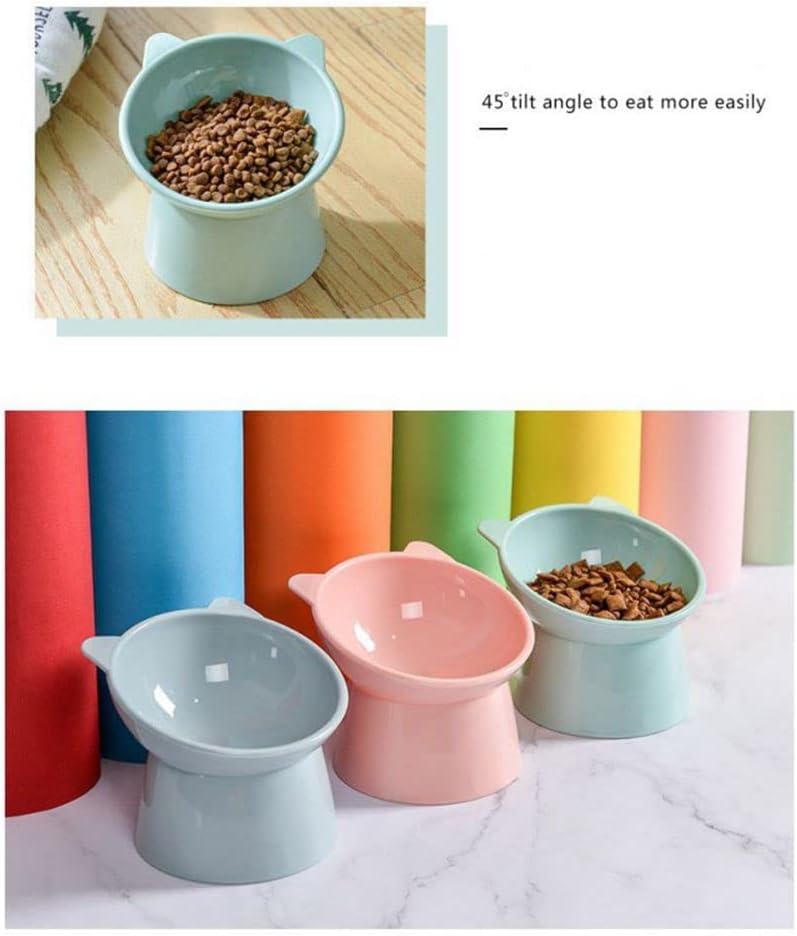 Cuencos de soporte antivuelco para gatos, cuencos de pie para cachorros, cuencos elevados para gatos y perros, tazones elevados para perros (rosa)