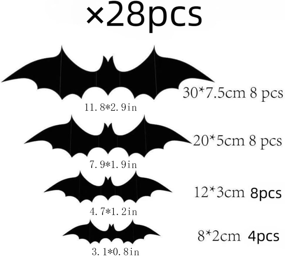 Decoración de pared de murciélago de Halloween, calcomanías estereoscópicas 3D, decoraciones de Halloween, reutilizables, autoadhesivas, calcomanías
