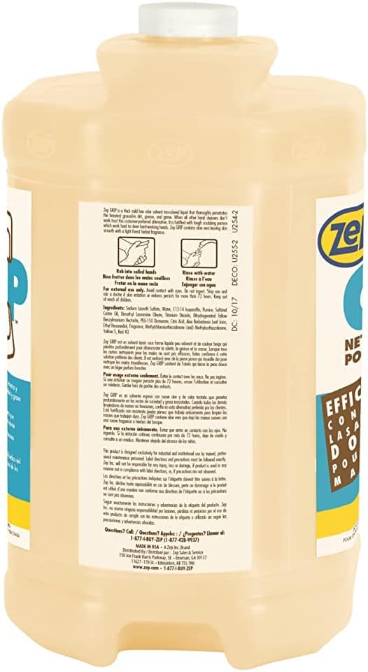 Zep Grip 308524 – Limpiador de manos industrial de piedra pómez – 1 galón (caja de 4) – Desengrasante resistente. Contiene aloe vera para un acabado
